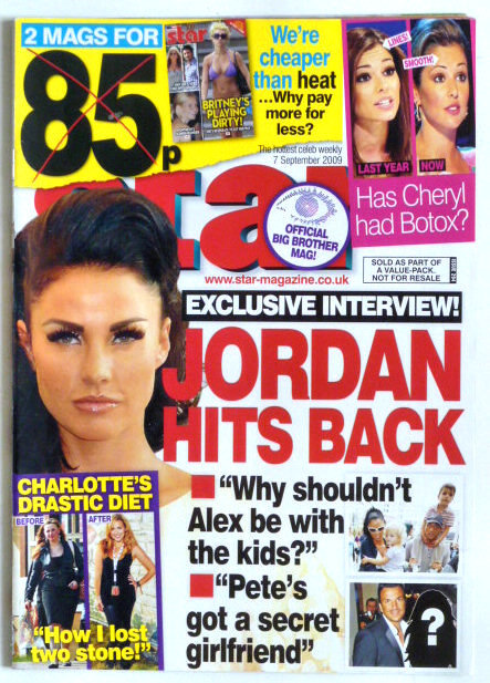 Star Magazine Issue 294 Jordan & Peter, Justin Lee Collins, Big Brother 10 (7 Sept 2009)