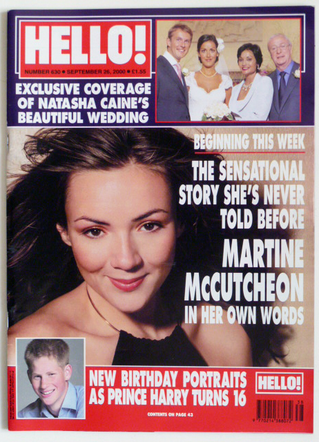 HELLO! Magazine Issue 630 Martine McCutcheon, Prince Harry, Michael Caine (Sept 26, 2000)