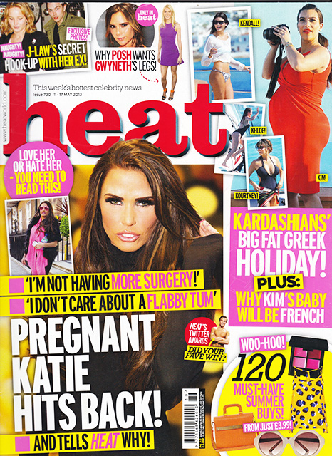 Heat Magazine Issue 730 Katie Price, Benedict Cumberbatch, Nick Hewer (11-17 May 2013)