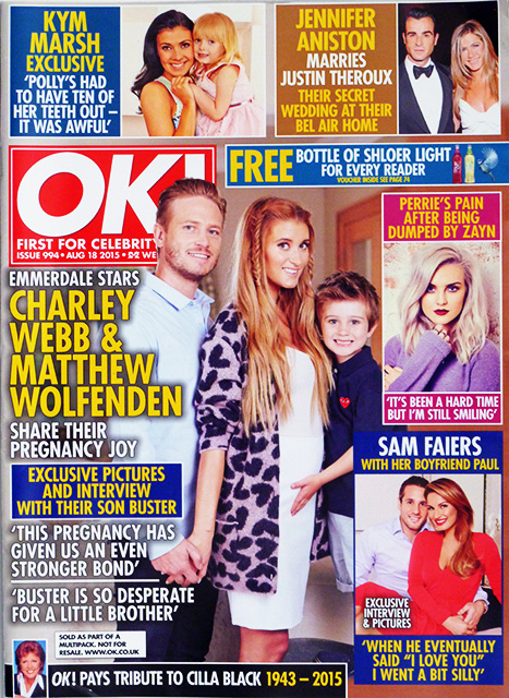 OK! Magazine Issue 994 Charley Webb & Matthew Wolfenden, Sam Faiers, Cilla Black (August 18, 2015)