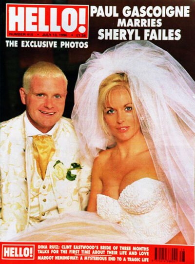 HELLO! Magazine Issue 415 Paul Gascoigne & Sheryl Failes, Claudia Schiffer, Dina Ruiz (July 13, 1996)