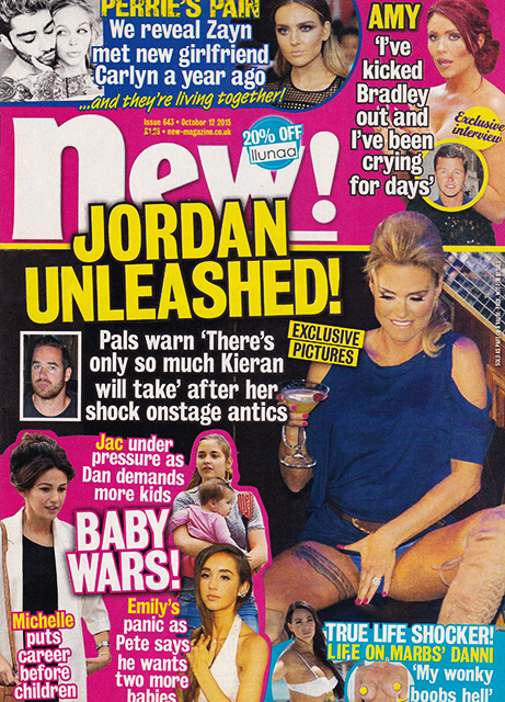 New! Magazine Issue 643 Jordan, Perrie & Zayn, Lauren & Jake, Danni Levy (October 12, 2015)