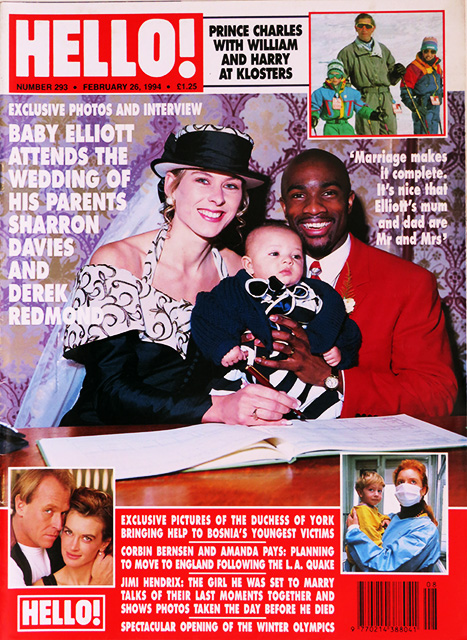 HELLO! Magazine Issue 293 Sharron Davies & Derek Redmond, Princess Diana, June Whitfield, Martin Miller (February 26, 1994)