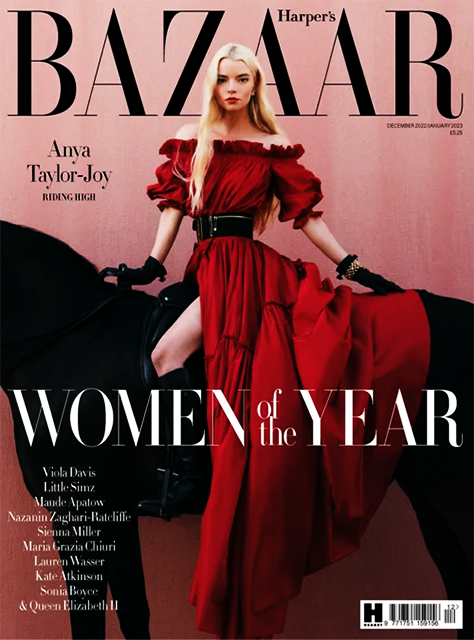 HARPER'S BAZAAR Magazine Anya Taylor-Joy, Women of the Year (Dec 2022/Jan 2023)