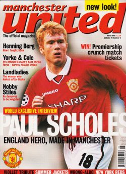 MANCHESTER UNITED Official Magazine Paul Scholes, Nobby Stiles, Henning Berg (May 1999)