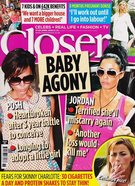 Closer Magazine Issue 387 Posh, Jordan, Charlotte, Amelle, Penny (17-23 April 2010)
