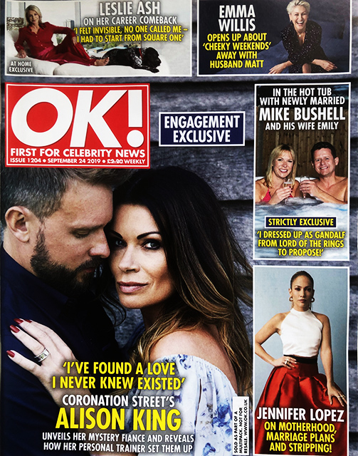 OK! Magazine Issue 1204 Alison King & David Stuckley, Meghan, Mike Bushell, J.Lo (September 24, 2019)