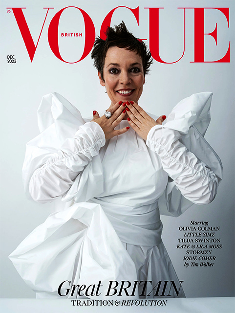 VOGUE Magazine Olivia Colman, Kate Moss & Lila, Gigi Hadid, Stormzy (December 2023)