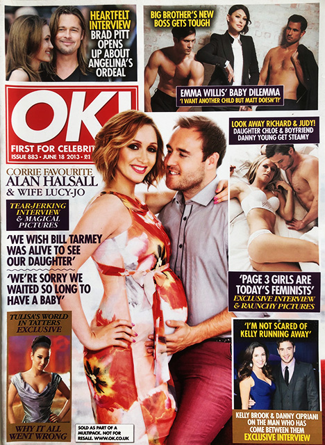 OK! Magazine Issue 883 Alan Halsall & Lucy-Jo, Chloe Madeley & Danny Young, Big Brother (June 18, 2013)