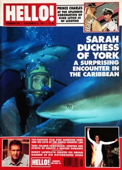 HELLO! Magazine Issue 483 Sarah Duchess of York, Harrison Ford, Roddy Llewellyn, Carla Bruni (November 8, 1997)