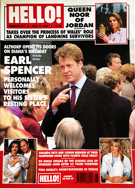 HELLO! Magazine Issue 517 Earl Spencer, Princess Diana, Bo Derek, George Michael (July 11, 1998)